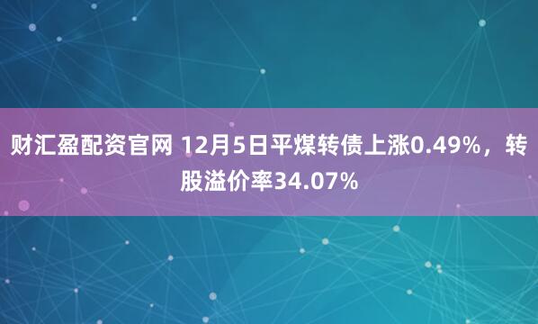 财汇盈配资官网 12月5日平煤转债上涨0.49%，转股溢价率34.07%